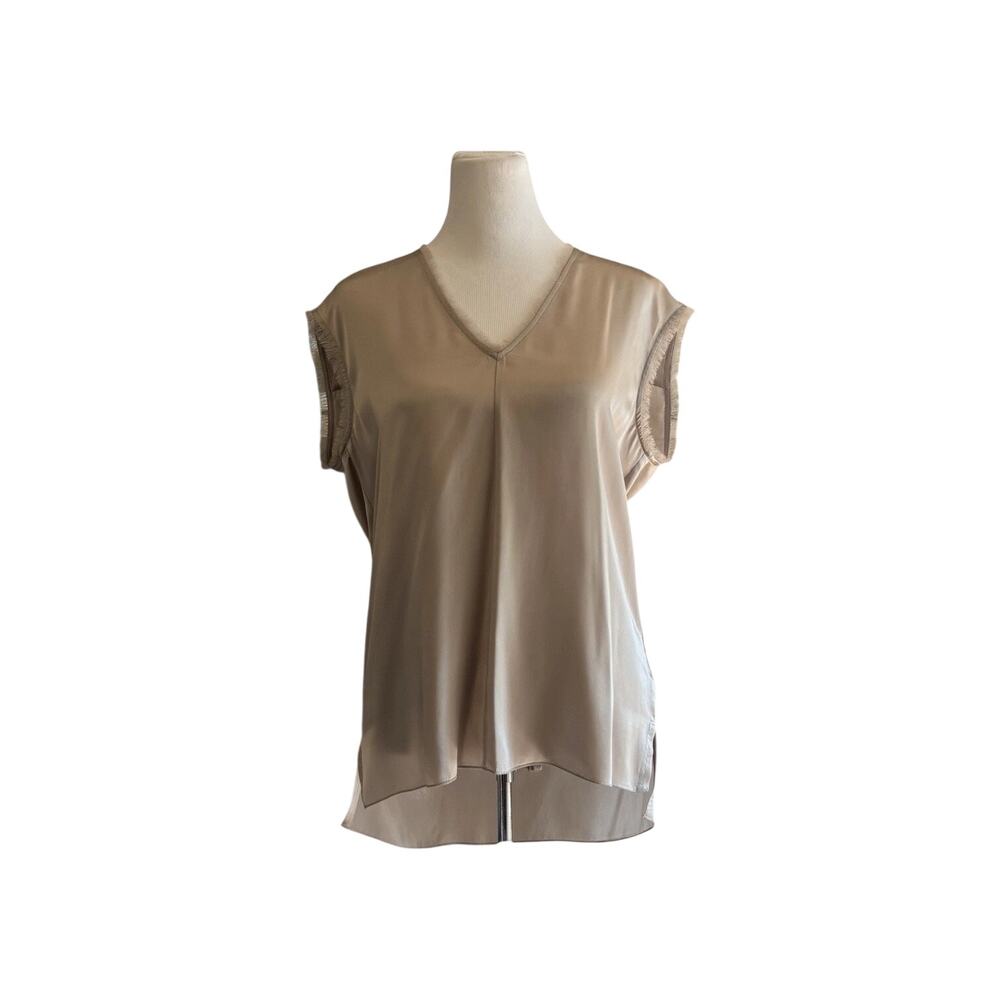 ATM Anthony Thomas Melillo 100% Silk Raw Hem Gray Blouse Top Women’s XS